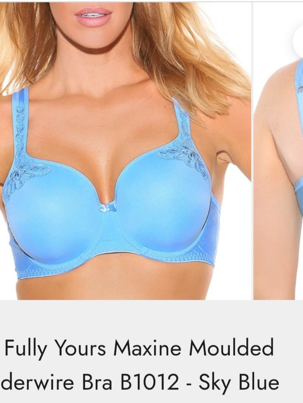 Fit Fully Yours Light Blue Seamless Underwire Bra Lace Accent 40DD New Feminine